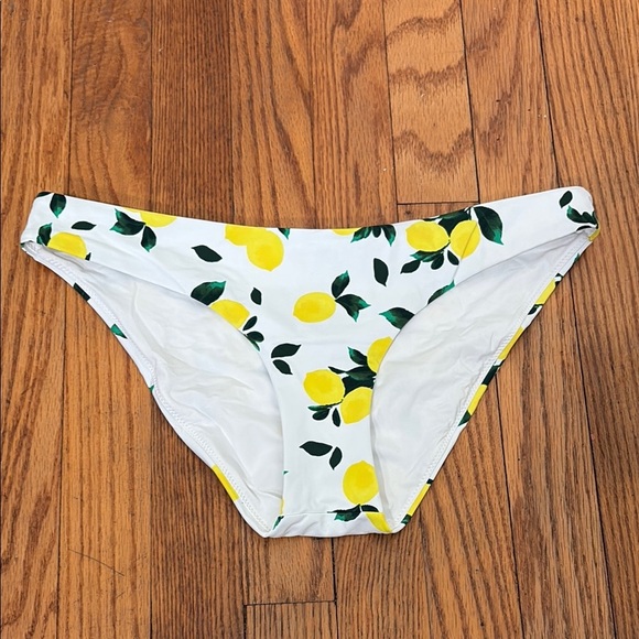 NWOT Aqua Swim White Lemon Print Swimsuit Bikini Bottom Medium - Picture 3 of 7